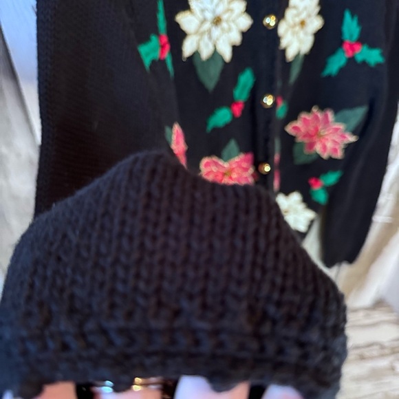 Bechamel Poinsettia & Holly Cardigann Christmas Sweater Size  Large Petite VTG - Picture 8 of 10